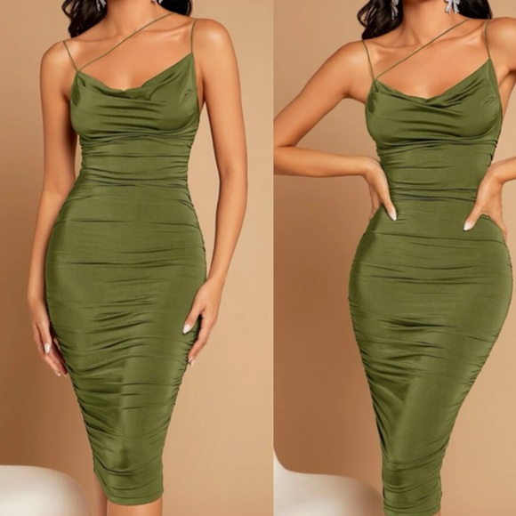 Luxe draped front party holidays dress - Picture 3 of 16
